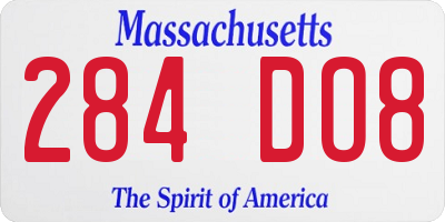 MA license plate 284DO8