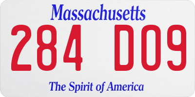 MA license plate 284DO9