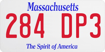 MA license plate 284DP3