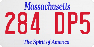 MA license plate 284DP5