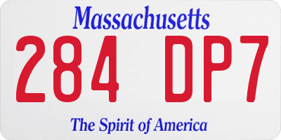 MA license plate 284DP7