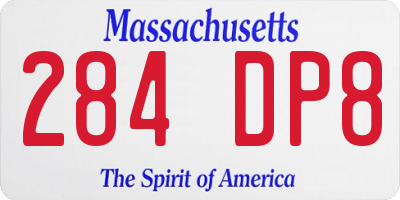 MA license plate 284DP8