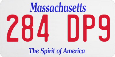 MA license plate 284DP9