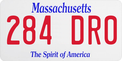MA license plate 284DR0
