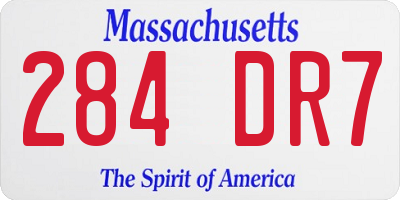 MA license plate 284DR7