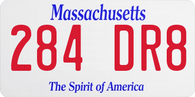 MA license plate 284DR8