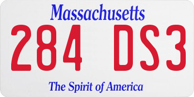 MA license plate 284DS3