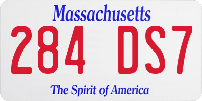 MA license plate 284DS7