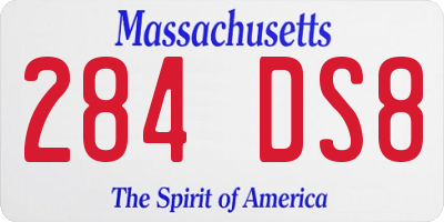 MA license plate 284DS8