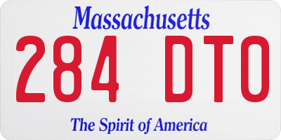 MA license plate 284DT0