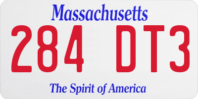 MA license plate 284DT3