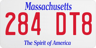 MA license plate 284DT8