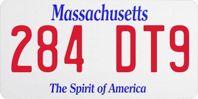 MA license plate 284DT9