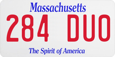 MA license plate 284DU0