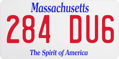 MA license plate 284DU6
