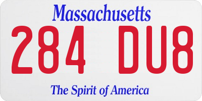 MA license plate 284DU8