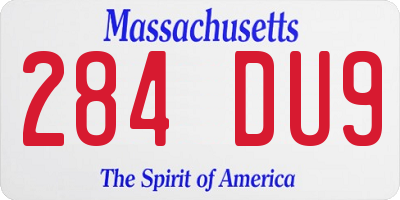 MA license plate 284DU9