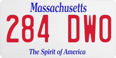 MA license plate 284DW0