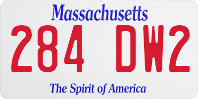 MA license plate 284DW2