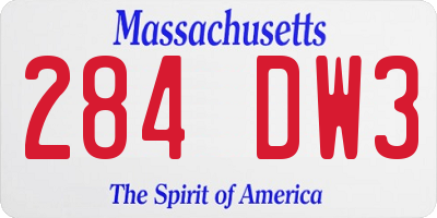MA license plate 284DW3