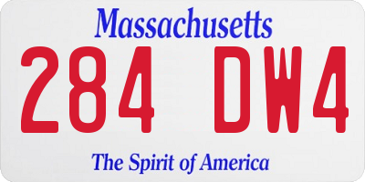 MA license plate 284DW4