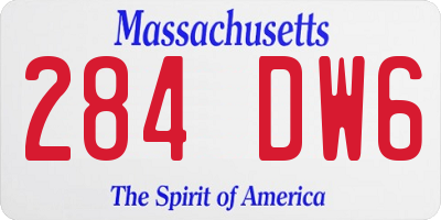 MA license plate 284DW6