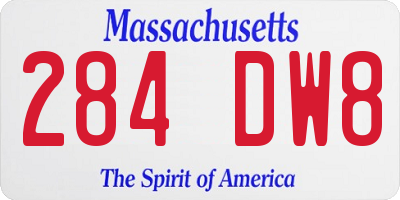 MA license plate 284DW8