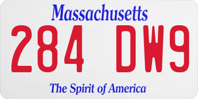 MA license plate 284DW9