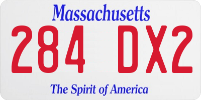 MA license plate 284DX2