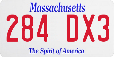 MA license plate 284DX3