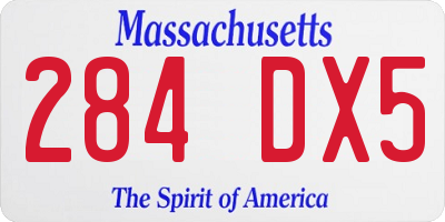 MA license plate 284DX5