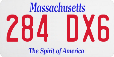 MA license plate 284DX6