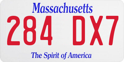 MA license plate 284DX7