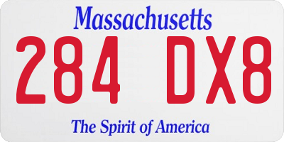 MA license plate 284DX8
