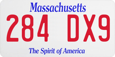MA license plate 284DX9