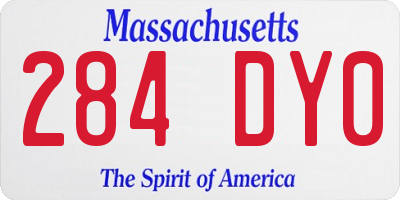 MA license plate 284DY0