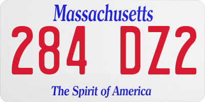 MA license plate 284DZ2