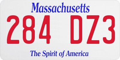 MA license plate 284DZ3