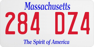 MA license plate 284DZ4