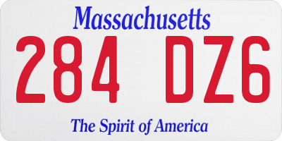 MA license plate 284DZ6