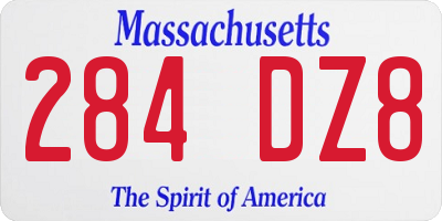 MA license plate 284DZ8