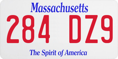 MA license plate 284DZ9
