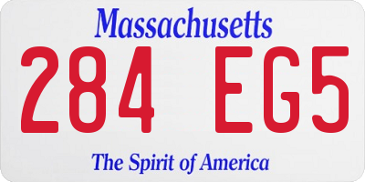 MA license plate 284EG5
