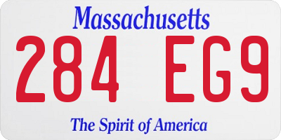MA license plate 284EG9