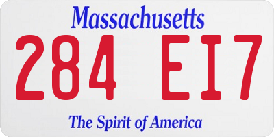 MA license plate 284EI7