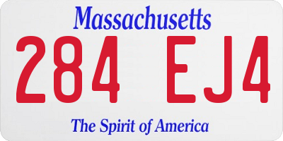 MA license plate 284EJ4