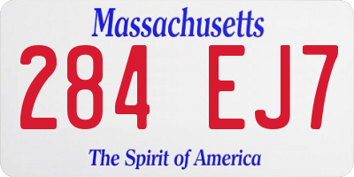 MA license plate 284EJ7