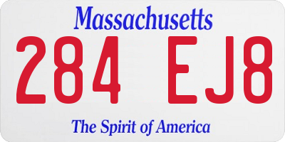 MA license plate 284EJ8