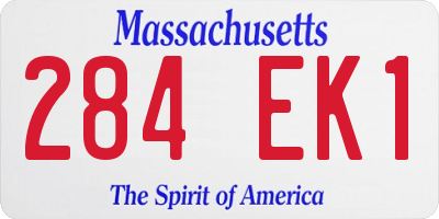 MA license plate 284EK1