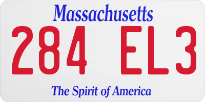 MA license plate 284EL3